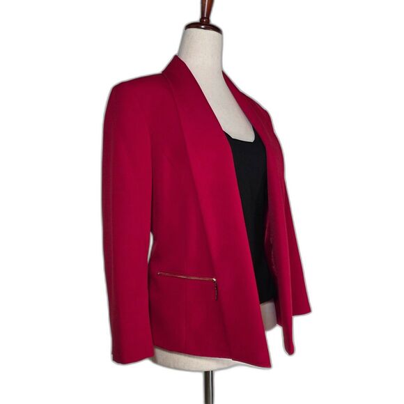 Black Label by Evan Picone Crimson Red Open Blazer Size 8 - Picture 3 of 13